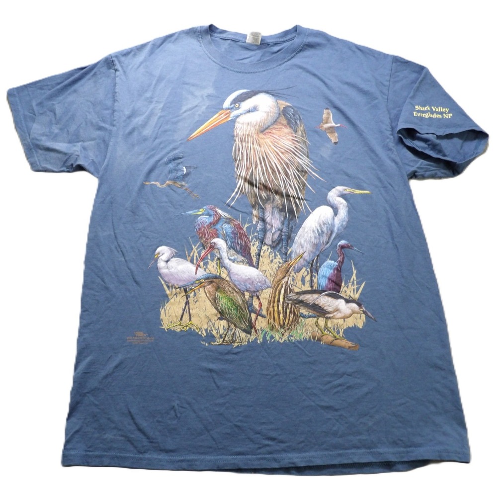 VTG Y2K FOTL Everglades National Park Bird Graphic T-Shirt Blue Men Large Casual
